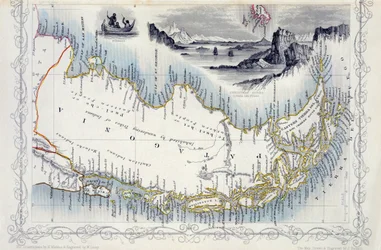 Patagonien, aus einer Serie von Weltkarten veröffentlicht von John Tallis und Co., New York und London, 1850er Jahre
